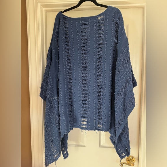 Distressed Blue Denim Poncho - Picture 3 of 3